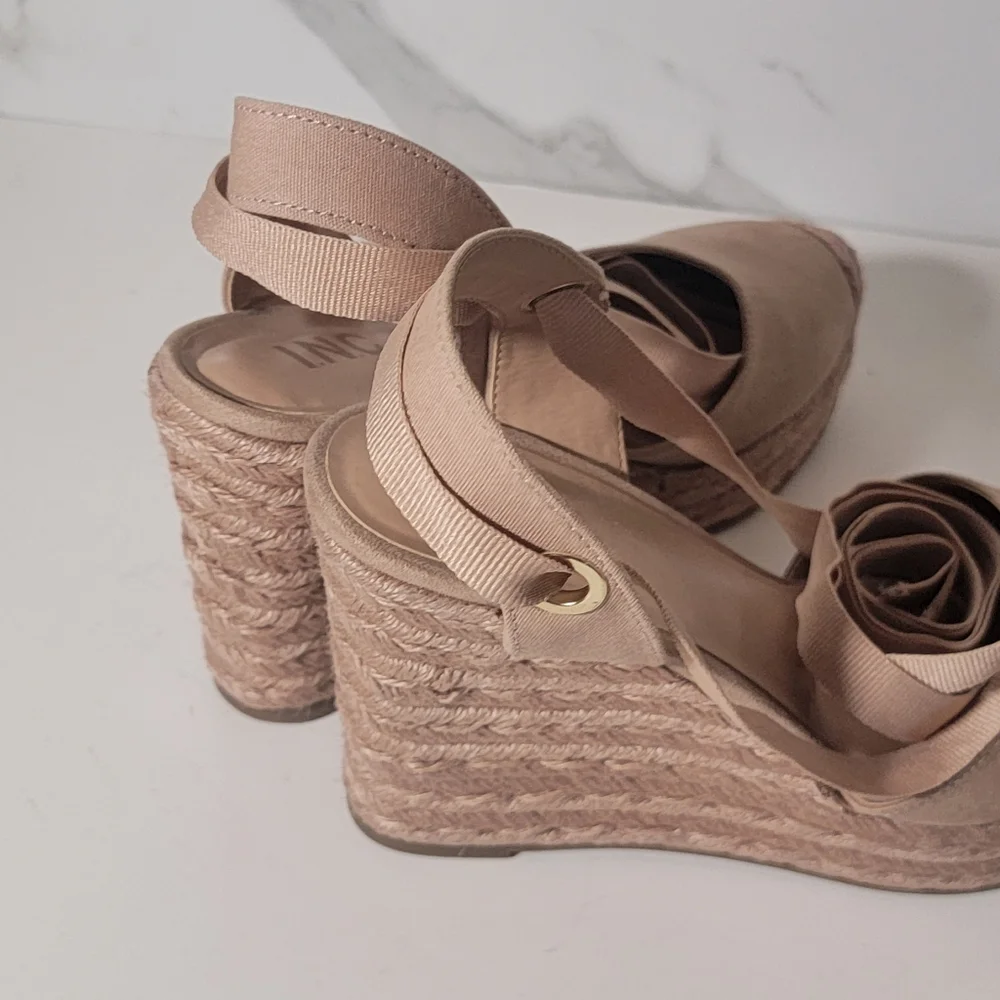 I.N.C. |Maise Almond Toe Nude Espadrille Wedge Platform strappy sandals Size 8.5